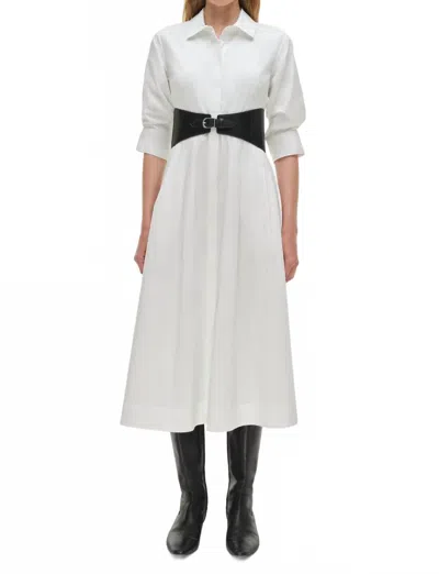 Simkhai Olsen Belted Cotton Midi Dreas In White In White