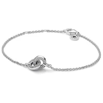 Pandora Signature Intertwined Pave Chain Bracelet In Metallic