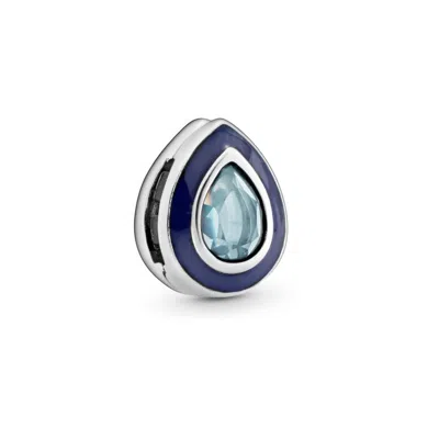 Pandora Reflexions Drop Clip Charm In Sterling Silver In Blue