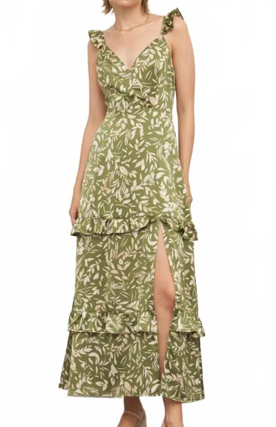 En Creme Fields Of Grace Maxi Dress In Cream Olive In Green