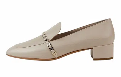 Ferragamo Women's Vara Chunky Heel Shoes In Ecru In Gray