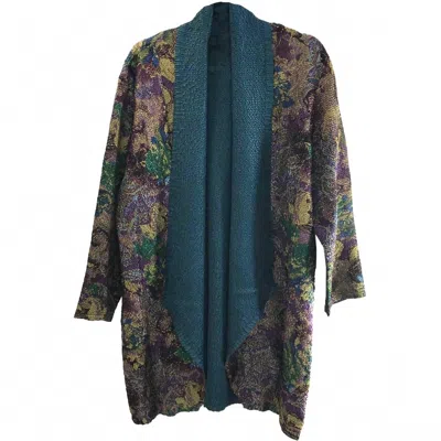 Magic Scarf Women's Floral Art Crush Cardigan In Jewel Tone In Multi