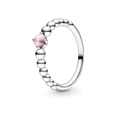 Pandora October Petal Pink Beaded Ring In Metallic