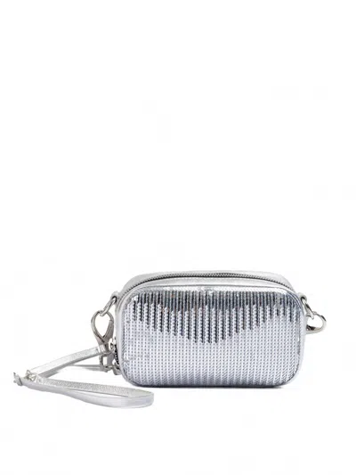 Dsquared2 Women's Paillettes And Leather Clutch Bag In Silver In Silver