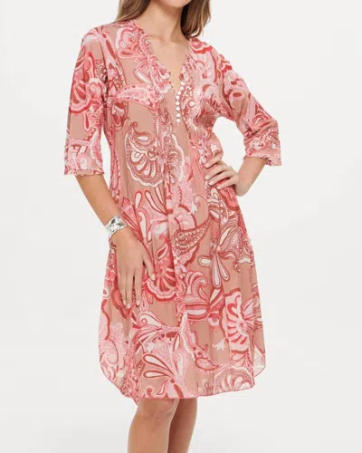 Oneseason Amalfi Short Poppy Midi Dress In Terracotta In Pink