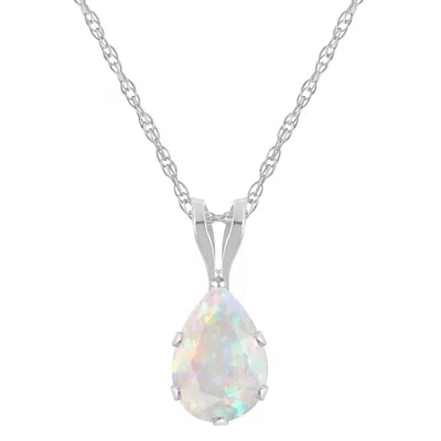 Glistening Jewels 10k Gold 7x5mm Pear Shape Created Opal Pendant Necklace In Multi