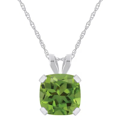 Glistening Jewels 10k Gold 6mm Cushion Peridot Pendant Necklace In Multi