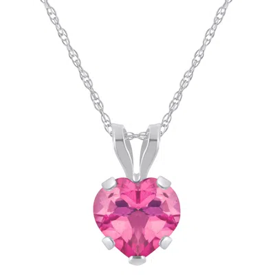 Glistening Jewels 10k Gold 6mm Heart Shape Pink Topaz Pendant Necklace In Multi