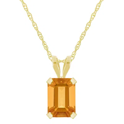Glistening Jewels 10k Gold 7x5mm Emerald Cut Citrine Pendant Necklace In Multi