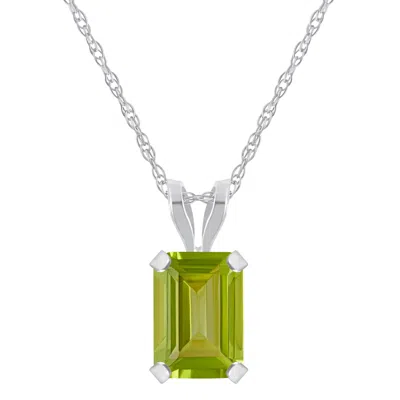 Glistening Jewels 10k Gold 7x5mm Emerald Cut Peridot Pendant Necklace In Multi