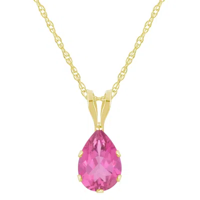 Glistening Jewels 10k Gold 7x5mm Pear Shape Pink Topaz Pendant Necklace In Multi
