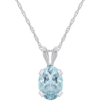 Glistening Jewels 10k Gold 7x5mm Oval Aquamarine Pendant Necklace In Multi
