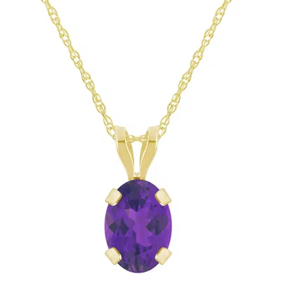 Glistening Jewels 10k Gold 7x5mm Oval Amethyst Pendant Necklace In Multi
