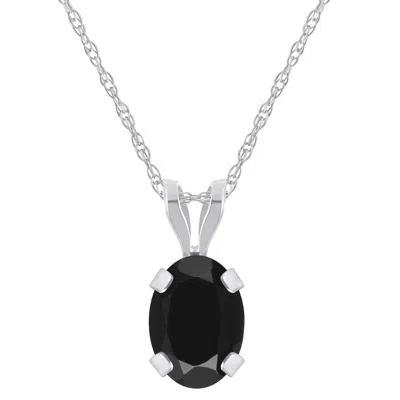 Glistening Jewels 10k Gold 7x5mm Oval Black Onyx Pendant Necklace In Multi