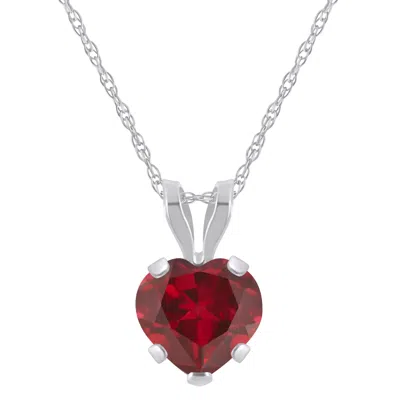 Glistening Jewels 10k Gold 6mm Heart Shape Created Ruby Pendant Necklace In Multi