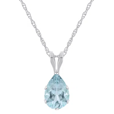 Glistening Jewels 10k Gold 7x5mm Pear Shape Aquamarine Pendant Necklace In Multi
