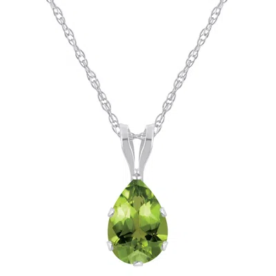 Glistening Jewels 10k Gold 7x5mm Pear Shape Peridot Pendant Necklace In Multi