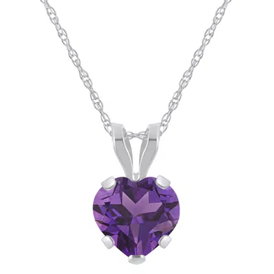 Glistening Jewels 10k Gold 6mm Heart Shape Amethyst Pendant Necklace In Multi