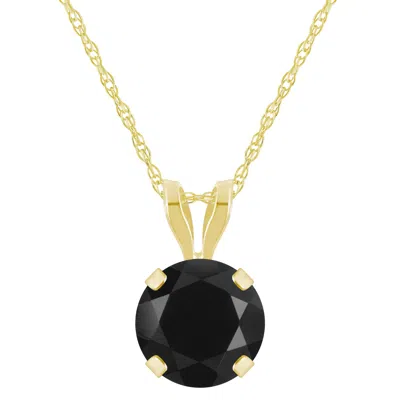Glistening Jewels 10k Gold 6mm Round Black Onyx Pendant Necklace In Multi