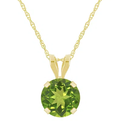 Glistening Jewels 10k Gold 6mm Round Peridot Pendant Necklace In Multi