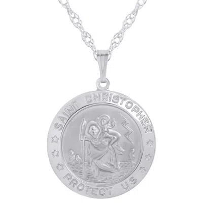 Glistening Jewels Sterling Silver Saint Christopher Medallion Pendant Necklace In Multi