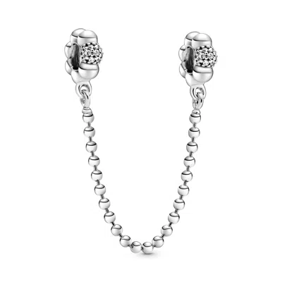 Pandora Beads & Pave Safety Chain Charm In Metallic