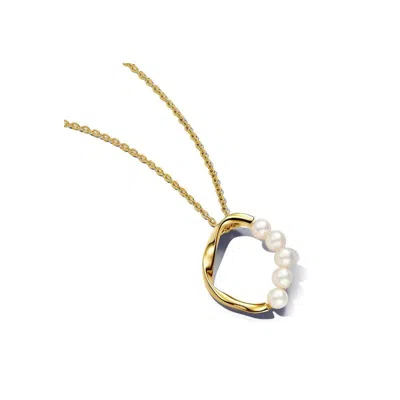 Pandora Organically Shaped Circle & Treated Freshwater Cultured Pearls Pendant Necklace In Multi