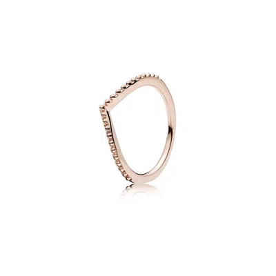 Pandora Beaded Wish Wishbone  Rose Ring In Gold