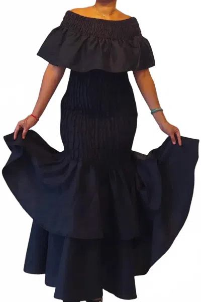 India Batik Fits Most Mermaid Style Dress In Black In Multi