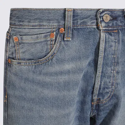 Levi's Blue Cotton Denim 501 Jeans In Blue
