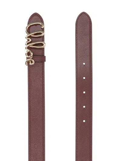 Chloé Womens Crafty Brown Logo-plaque Leather Belt In Brown