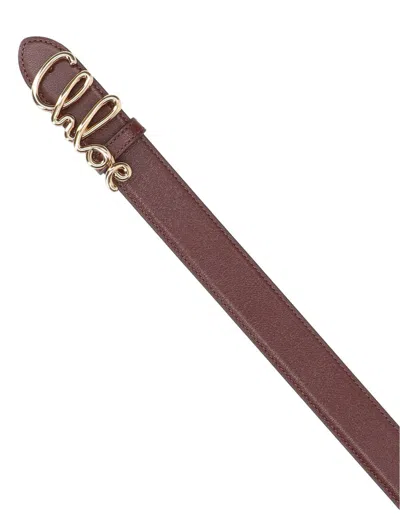 Chloé Womens Crafty Brown Logo-plaque Leather Belt In Brown