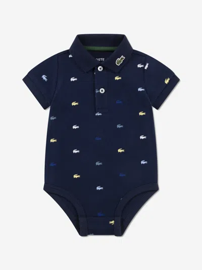 Lacoste Baby Pique Polo Bodysuit In Blue
