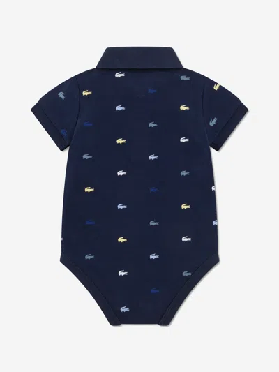 Lacoste Baby Pique Polo Bodysuit In Blue