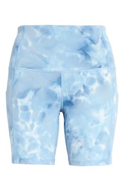 Zella High Waist Live In Spray Dye Bike Shorts In Blue