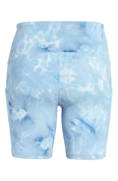 Zella High Waist Live In Spray Dye Bike Shorts In Blue