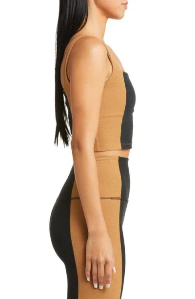 Beyond Yoga Space Dye Colorblock Crop Tank In Black