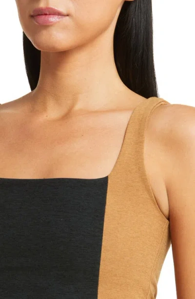 Beyond Yoga Space Dye Colorblock Crop Tank In Black