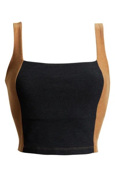 Beyond Yoga Space Dye Colorblock Crop Tank In Black