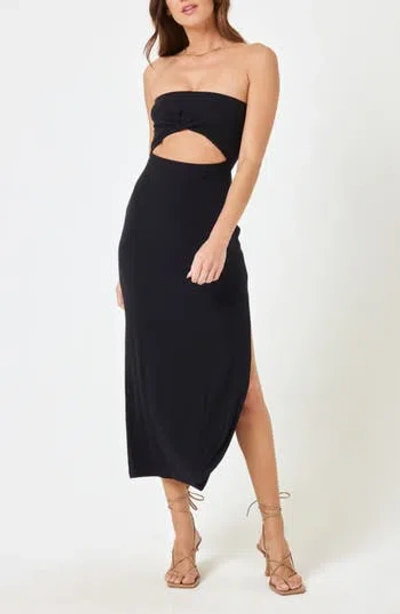 L*space Lspace Kierra Cutout Strapless Rib Cover-up Dress In Black