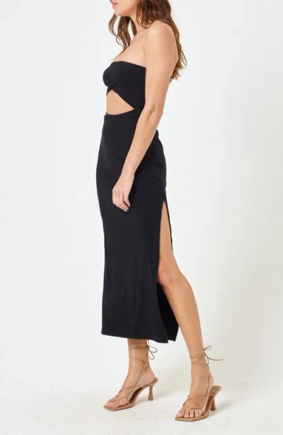 L*space Lspace Kierra Cutout Strapless Rib Cover-up Dress In Black