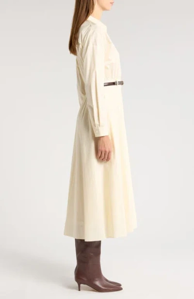 Zoe And Claire Long Sleeve Belted Midi Shirtdress In Sand