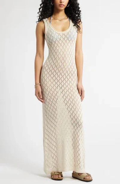Bp. Sheer Pointelle Maxi Cover-up Dress In White