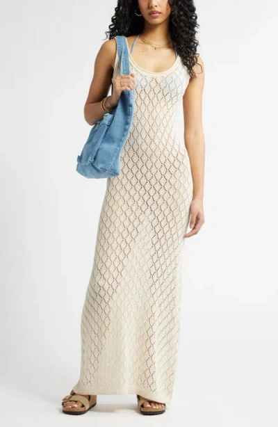 Bp. Sheer Pointelle Maxi Cover-up Dress In White