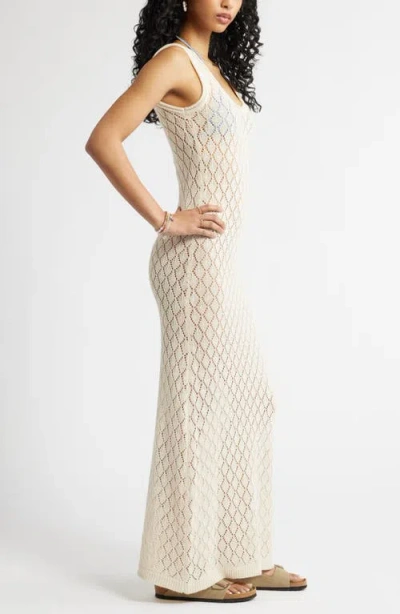 Bp. Sheer Pointelle Maxi Cover-up Dress In White