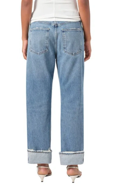 Agolde Marbled Fran Low Slung Straight Jeans In Blue