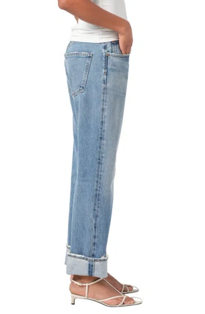 Agolde Marbled Fran Low Slung Straight Jeans In Blue