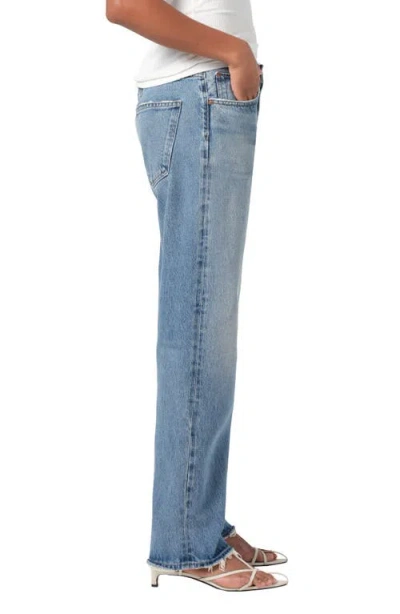 Agolde Marbled Fran Low Slung Straight Jeans In Blue