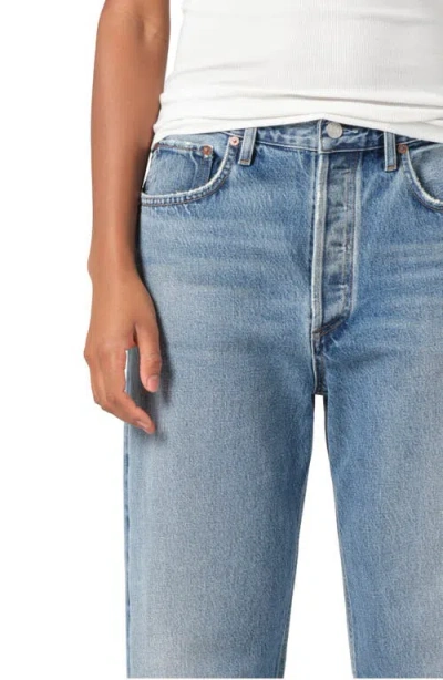 Agolde Marbled Fran Low Slung Straight Jeans In Blue