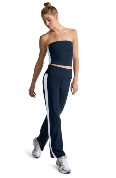 Beyond Yoga Space Dye Laid Back Stripe Pants In Blue